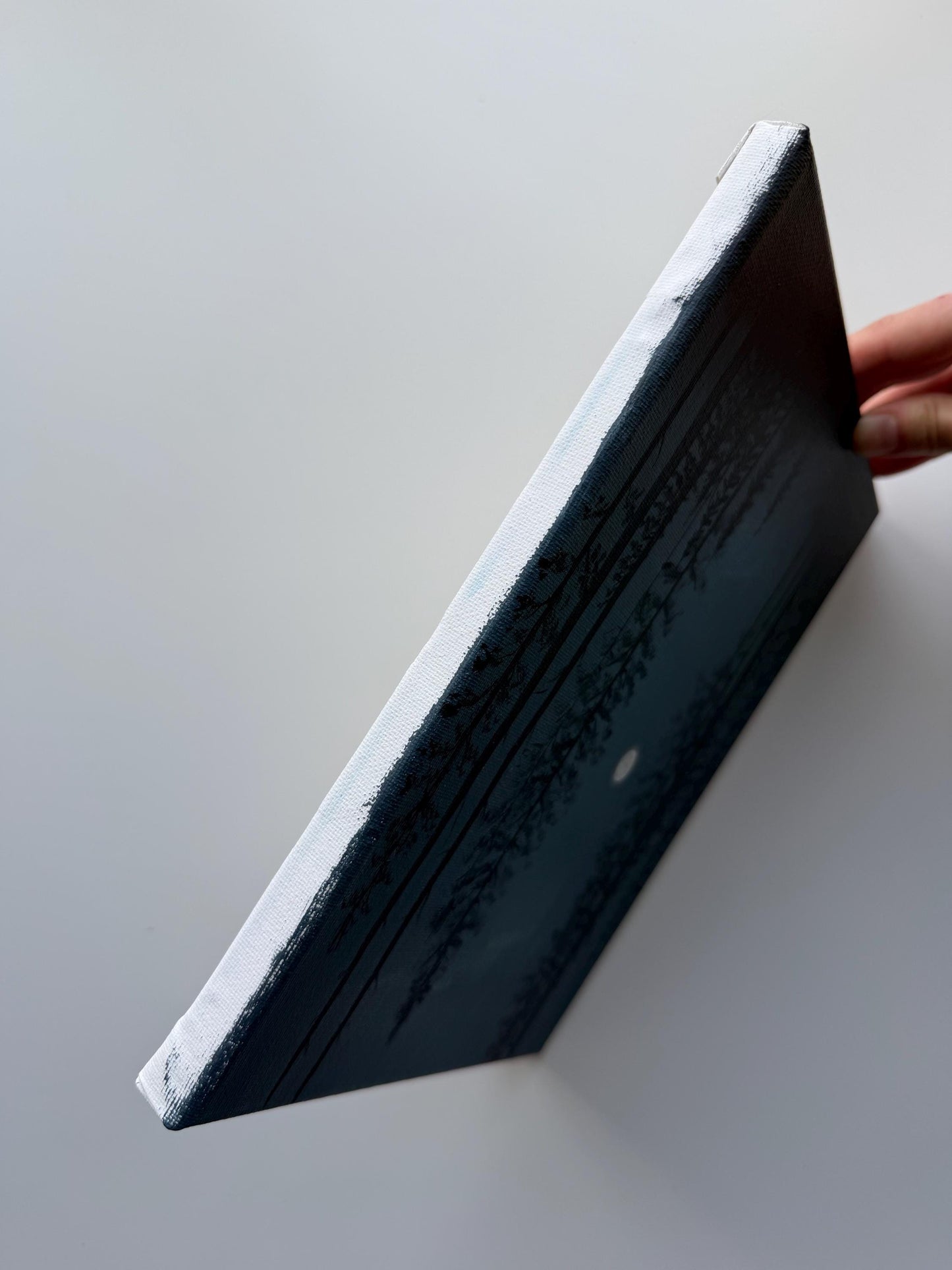 Original Acrylic Moonlit Forest Painting | Misty Night Landscape, Moody Wall Art 8x10