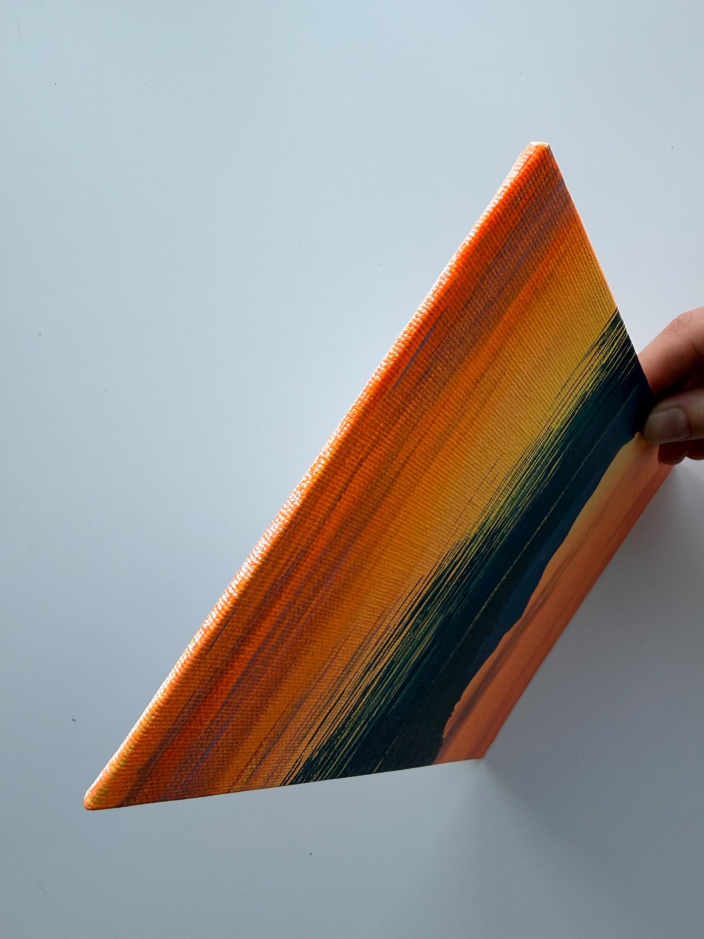 Original Acrylic Lake Sunset Painting 6x8, Mountain Reflection Landscape Art (Canvas Panel)