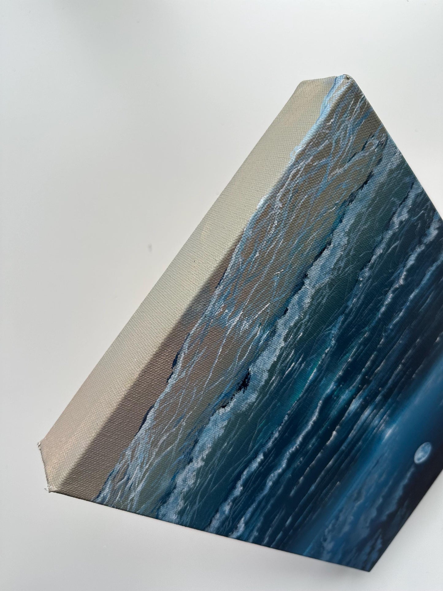 Original Moonlit Beach Painting, 9x12 Gallery Wrapped Canvas, Night Ocean Seascape Art
