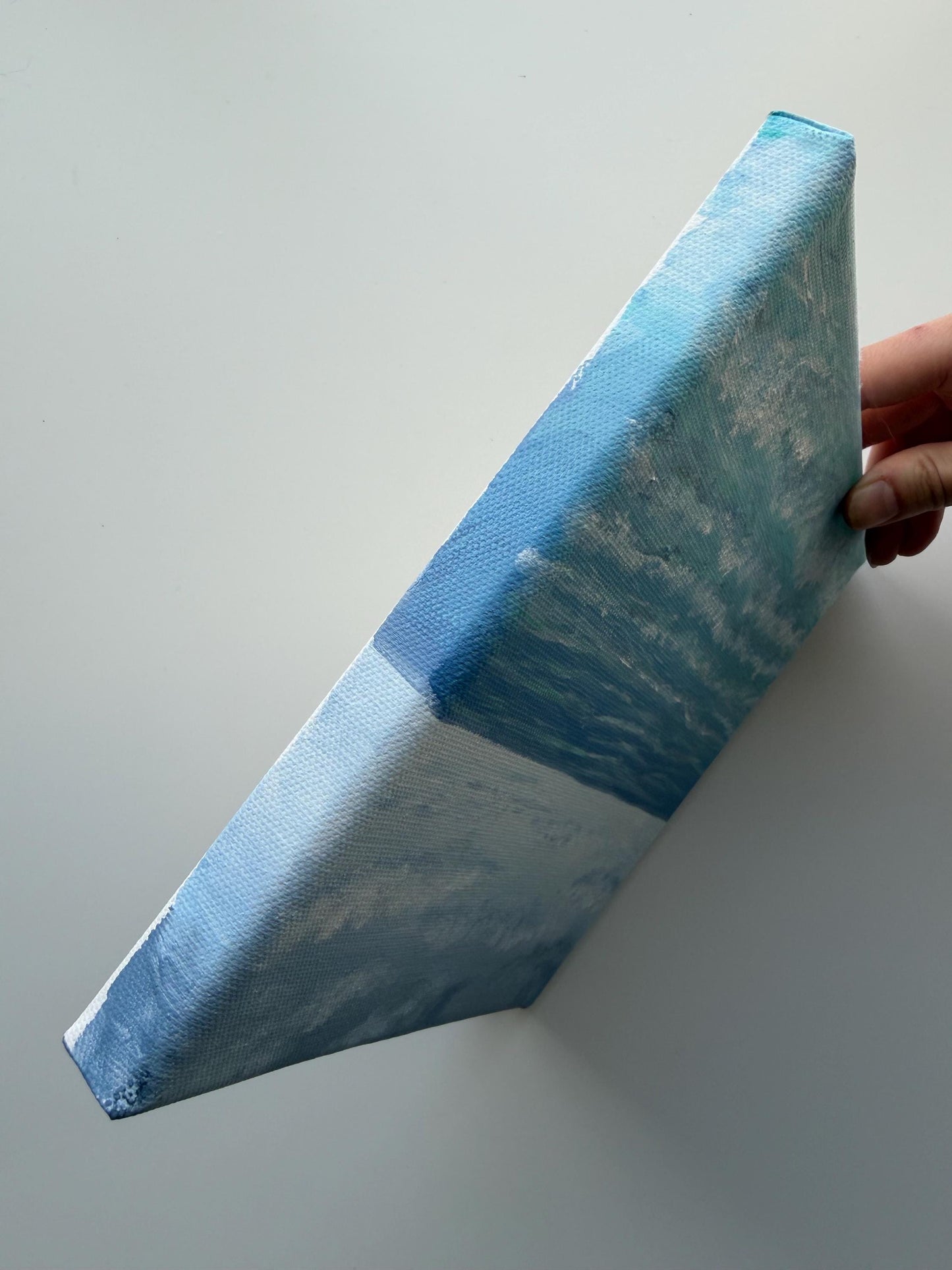 Original Ocean Wave Painting 8x8, Small Seascape Coastal Acrylic Art