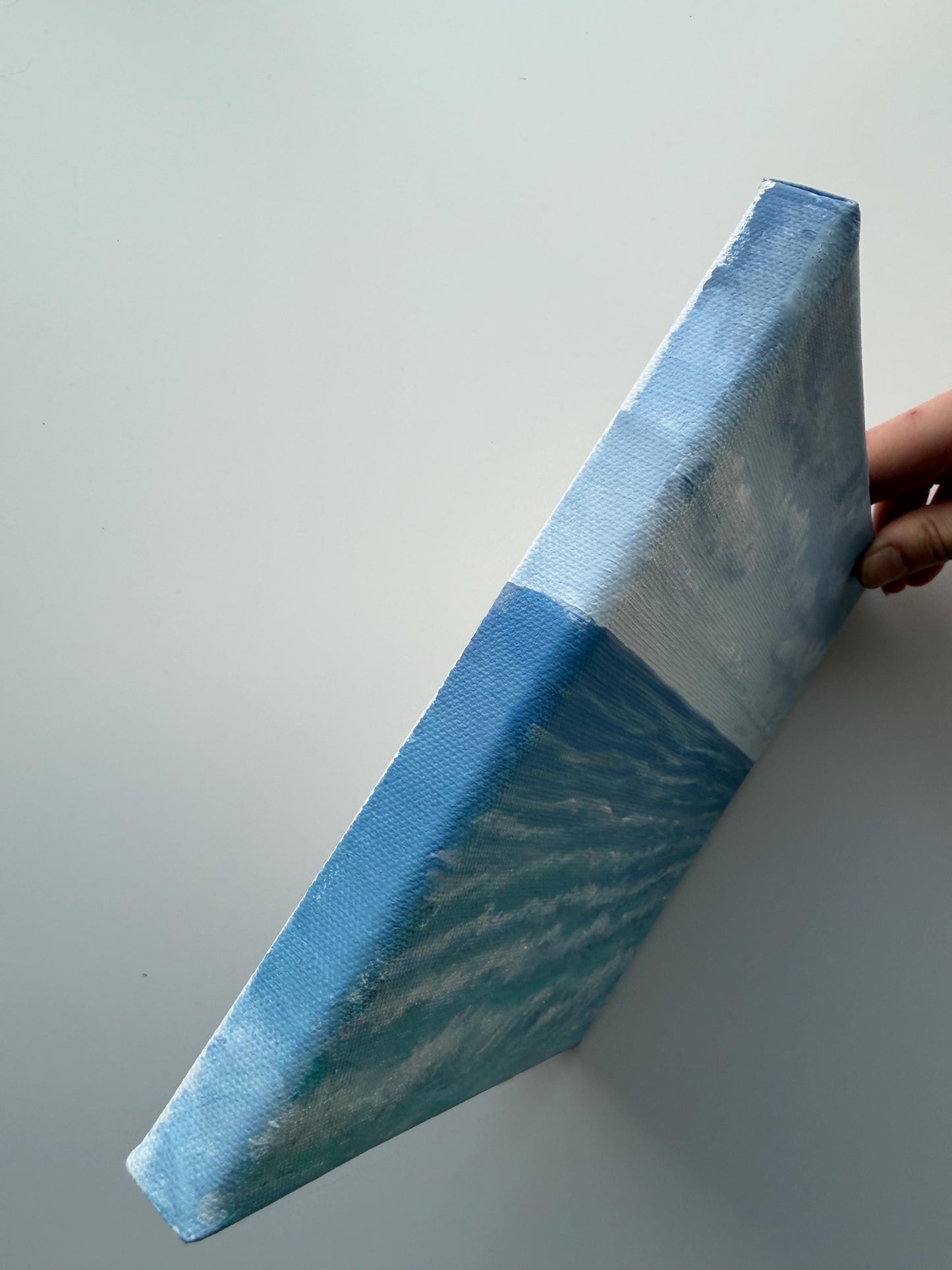 Original Ocean Wave Painting 8x8, Small Seascape Coastal Acrylic Art