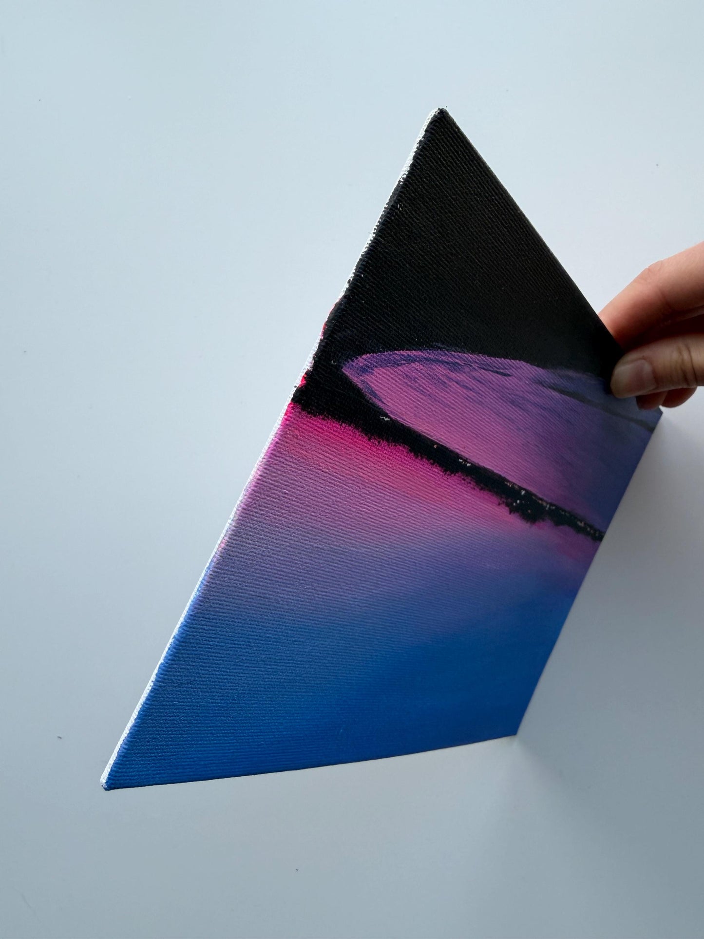 Original Beach Sunset Painting 6x8, Pink Purple Ocean Seascape Canvas Panel Artwork