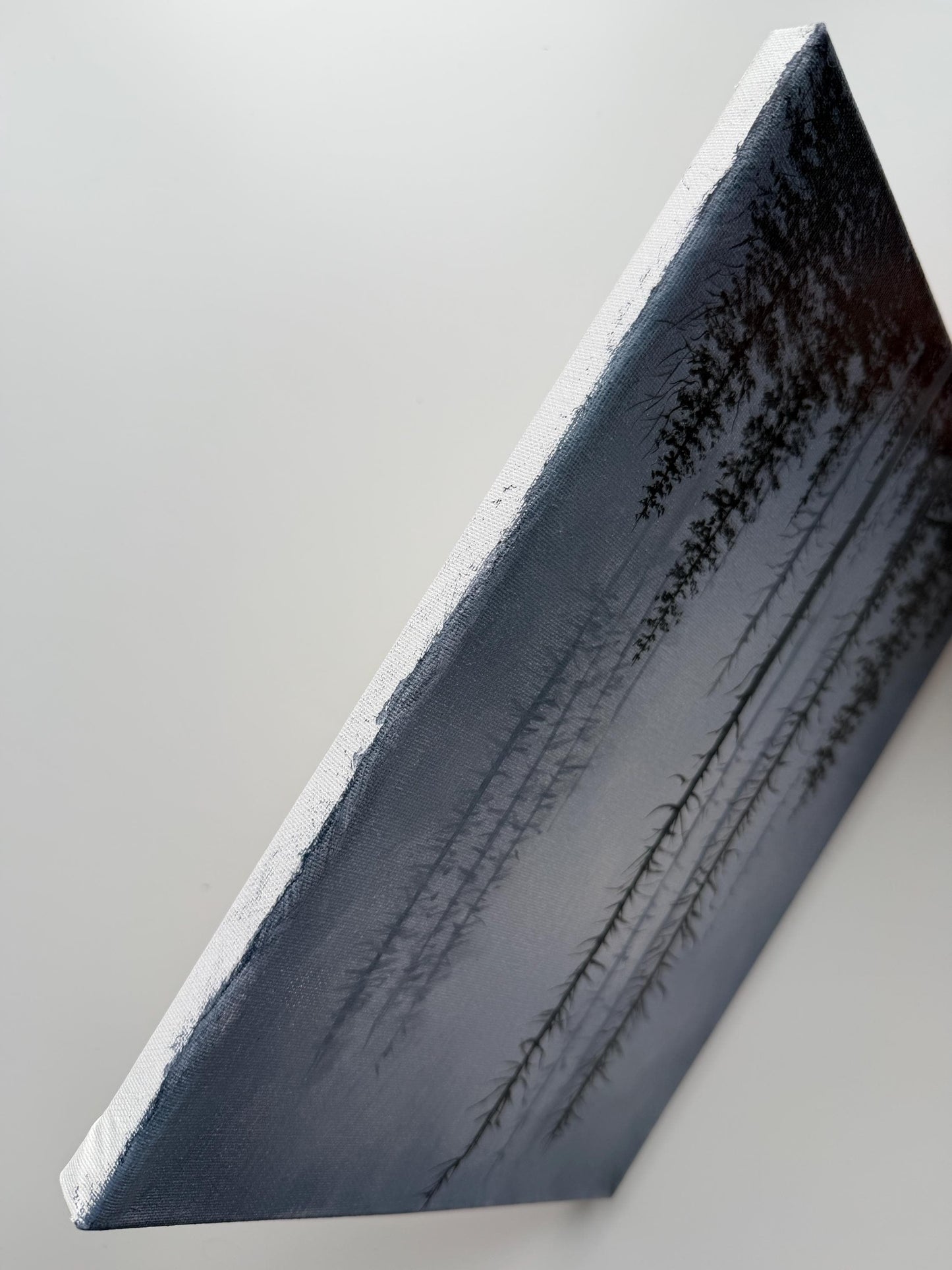 Original Misty Forest Painting, Moody Woodland Wall Art, 9x12 Stretched Canvas