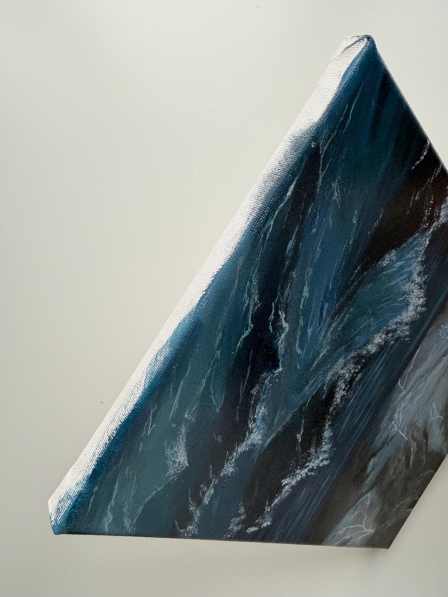 Original Stormy Ocean Painting, Moody Seascape Wall Art, Lightning Wave Acrylic Canvas