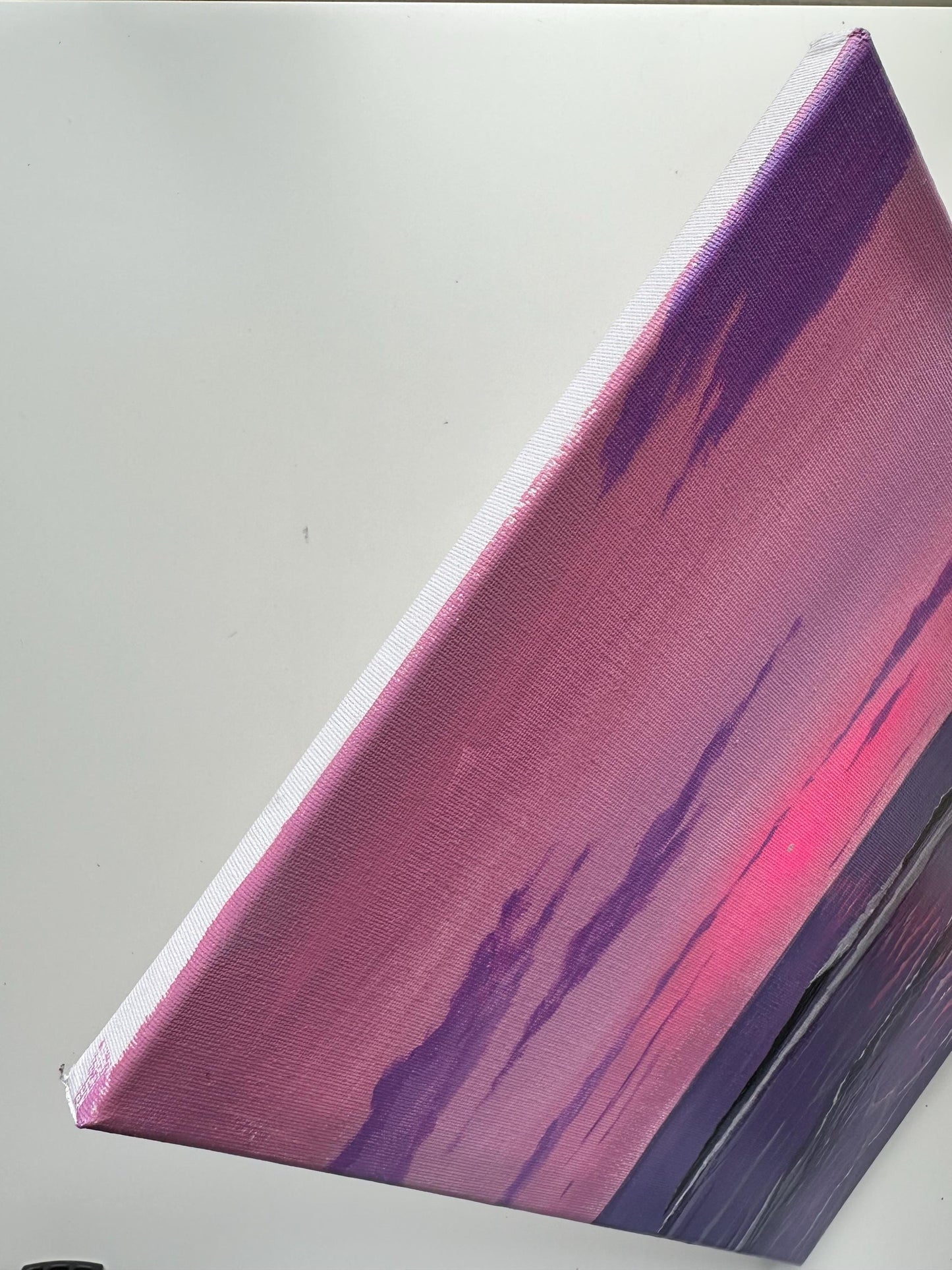 Original Pink Purple Ocean Sunset Painting, 11x14 Stretched Canvas Seascape Wall Art