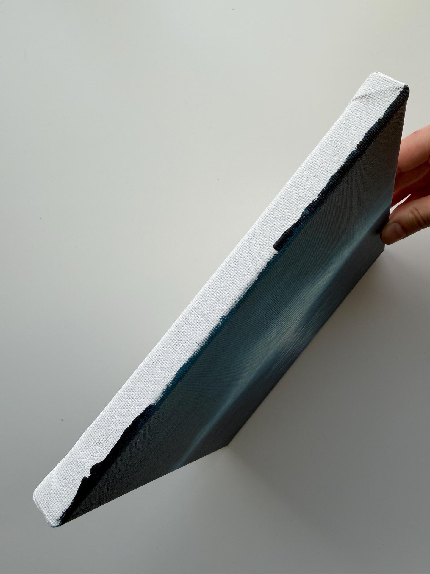 Original Moonlit Ocean Painting 8x8, Night Seascape Wall Art, Blue Moon Reflection Acrylic Painting