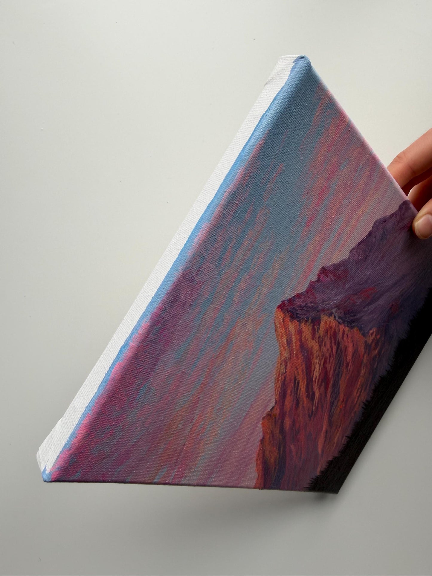 Alpenglow Peak, Original 8x10 Acrylic Mountain Painting