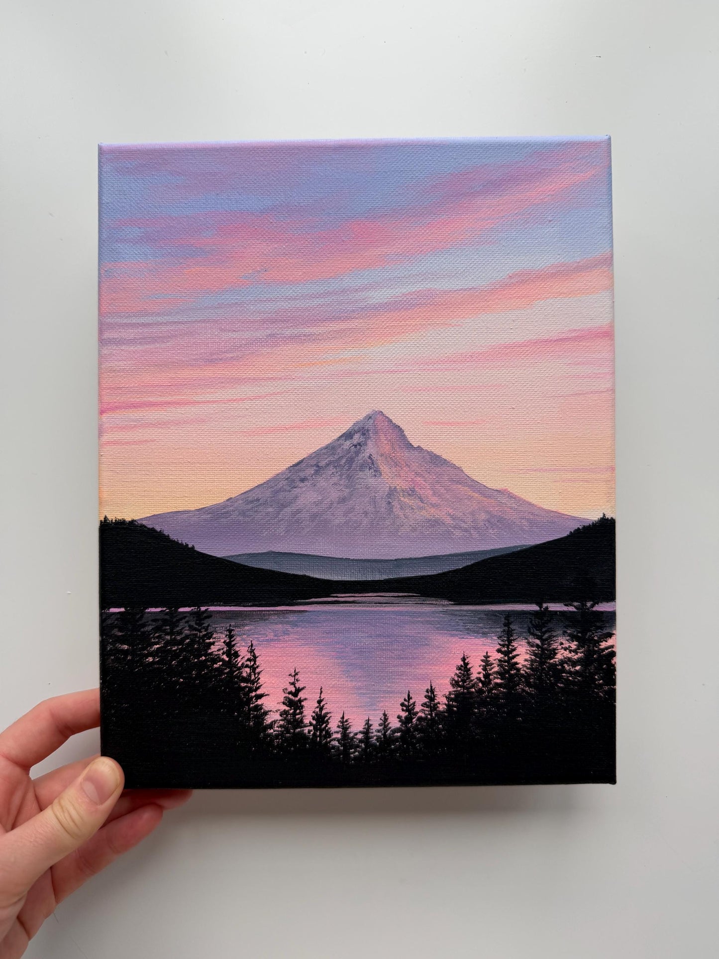 Quiet Afterglow | Original Mountain Lake Painting 8x10