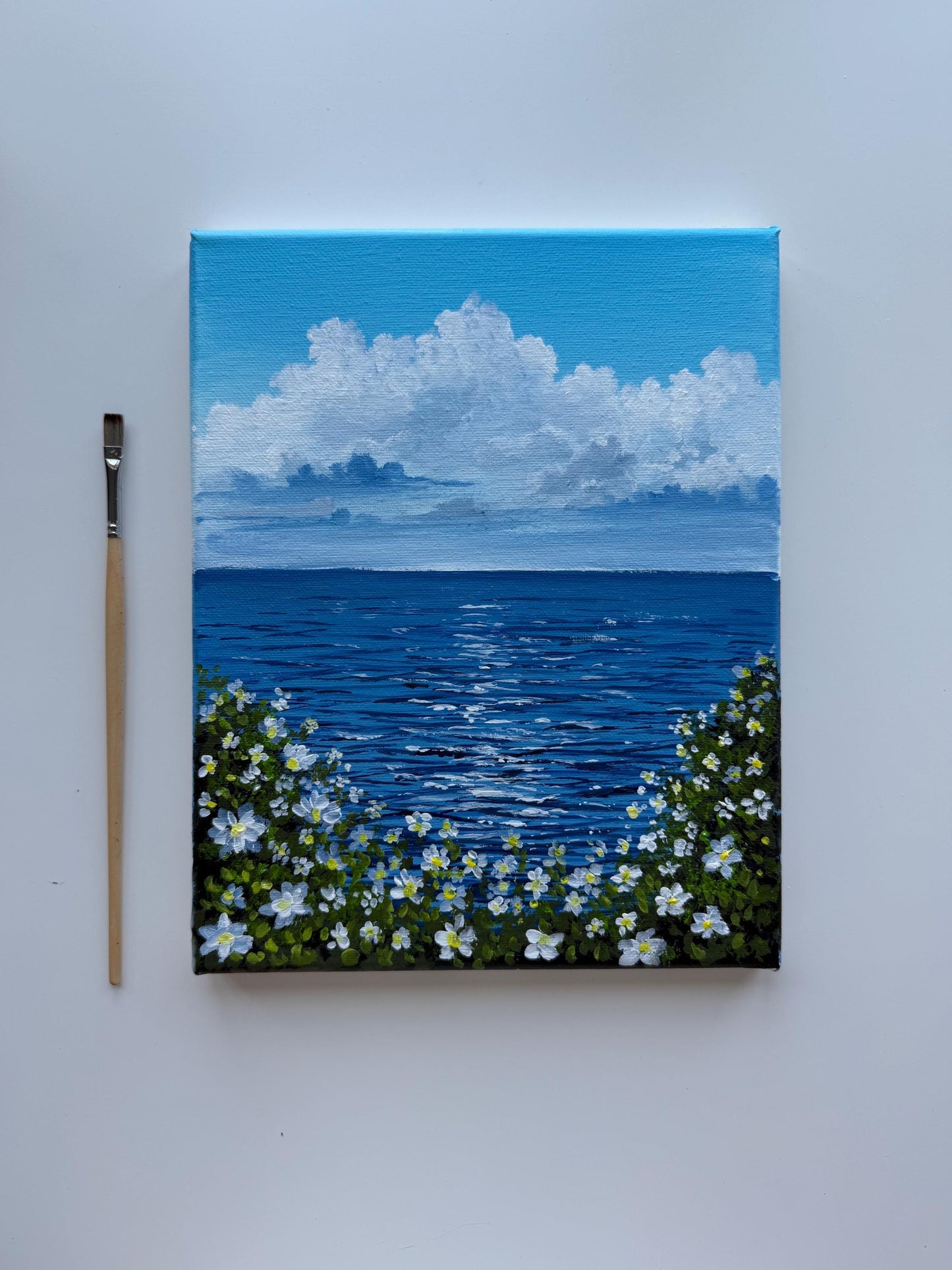 Blue Blossom Coast | Original Ocean Painting 8x10