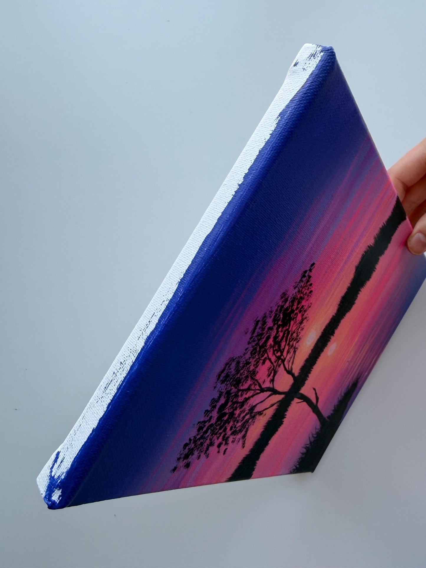 Twilight Reflection | Original Sunset Lake Painting 8x10