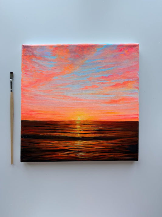 Golden Tide | Original Ocean Sunset Painting 10x10