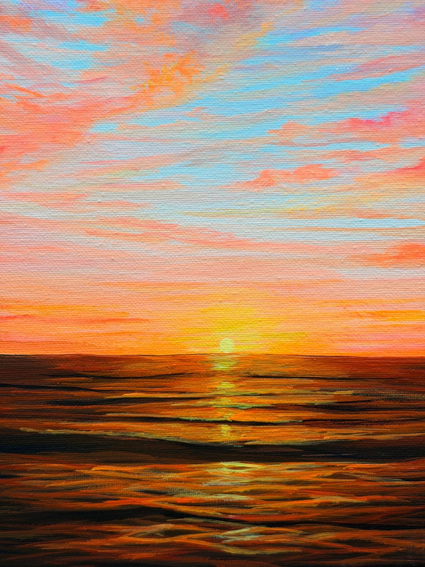 Golden Tide | Original Ocean Sunset Painting 10x10