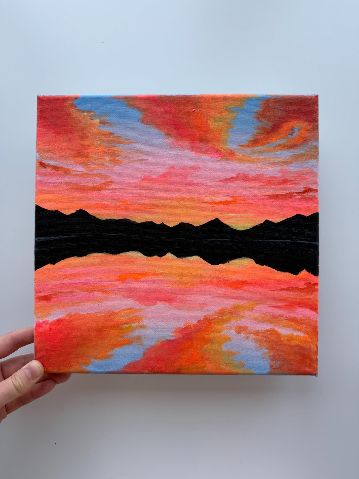 Afterglow Horizon | Original Mountain Sunset Painting 10x10