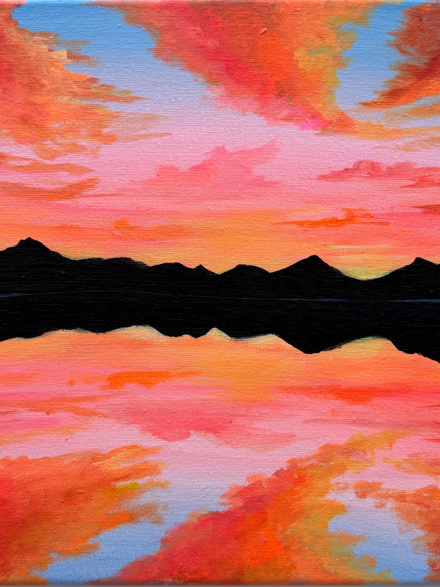 Afterglow Horizon | Original Mountain Sunset Painting 10x10