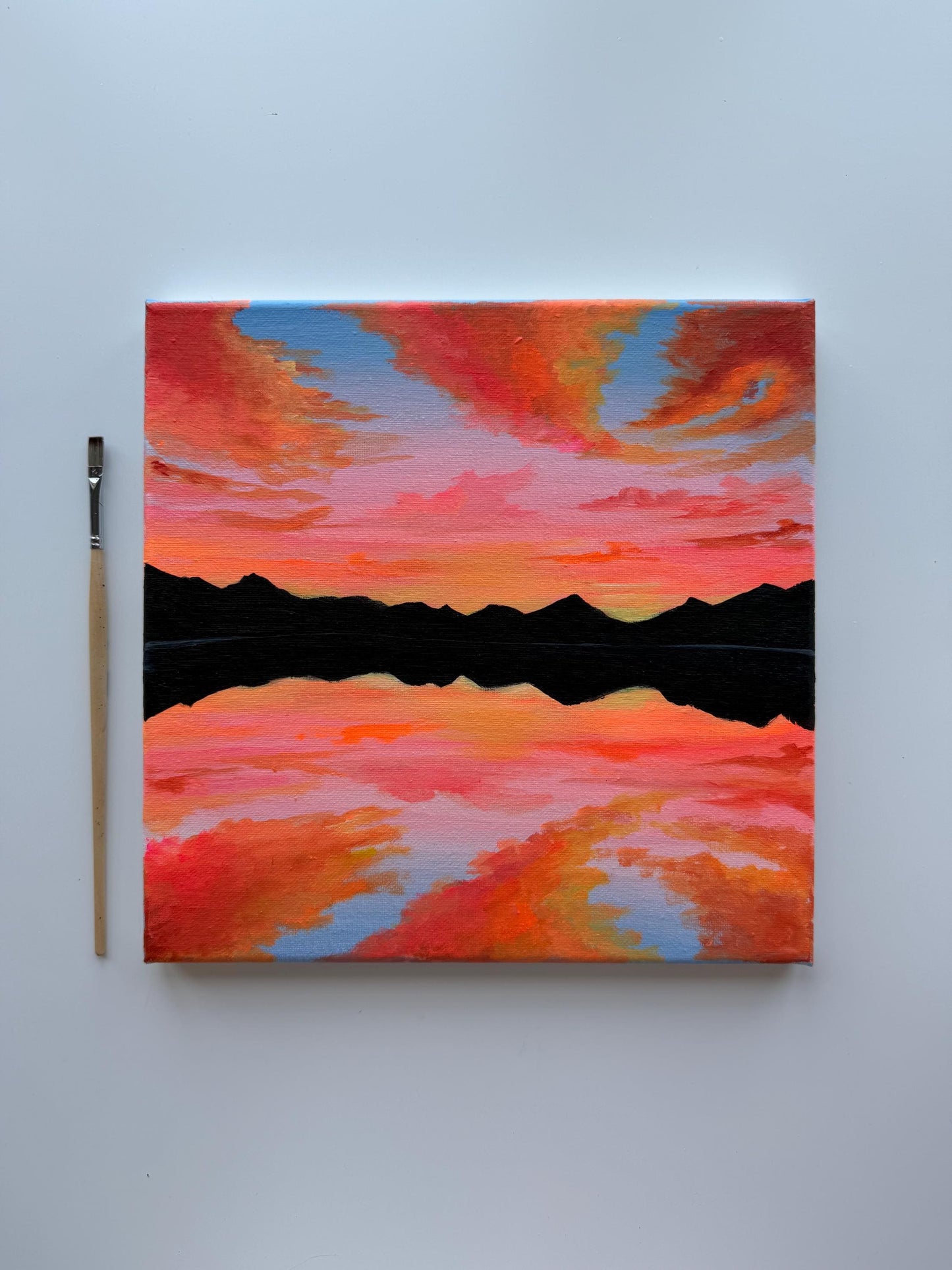 Afterglow Horizon | Original Mountain Sunset Painting 10x10