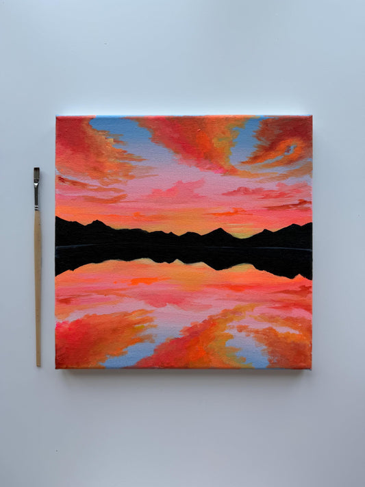 Afterglow Horizon | Original Mountain Sunset Painting 10x10