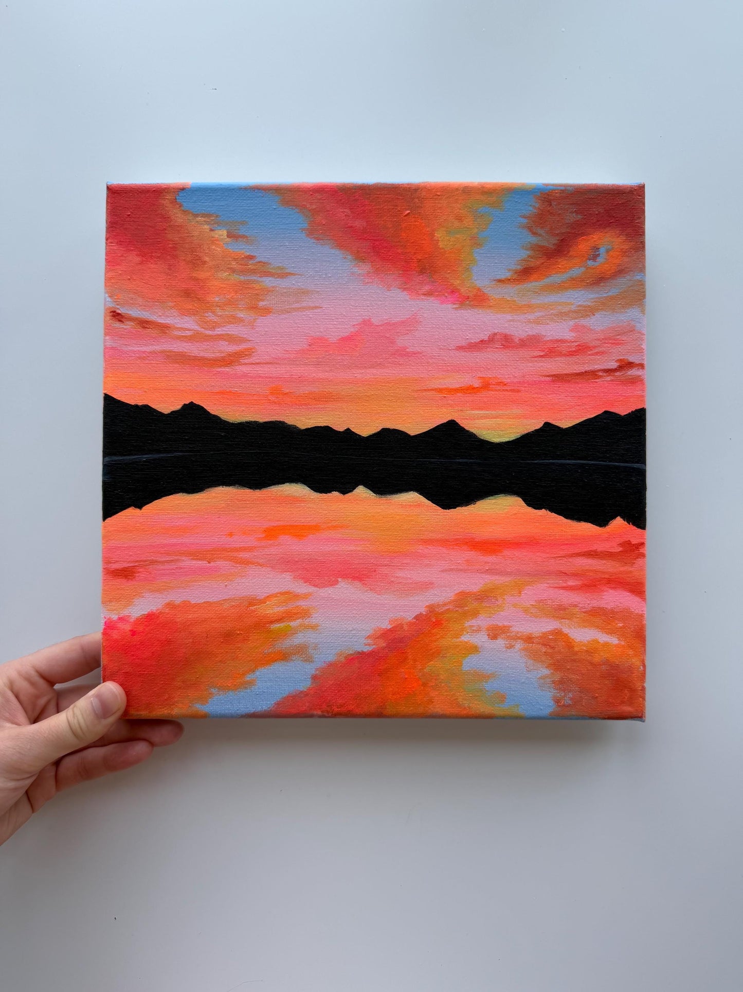 Afterglow Horizon | Original Mountain Sunset Painting 10x10