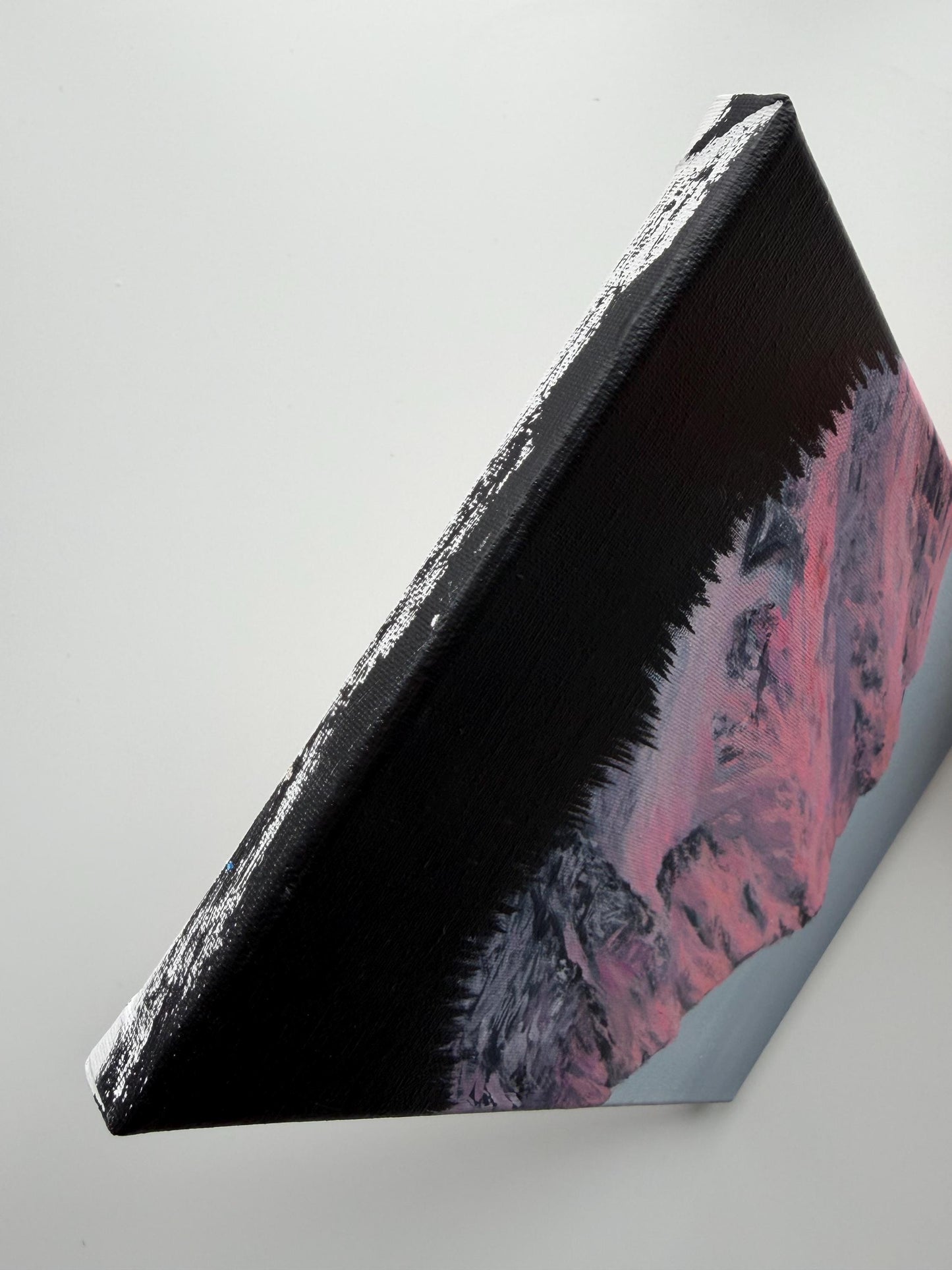 Original Pink Mountain Painting, 8x10 Canvas Art