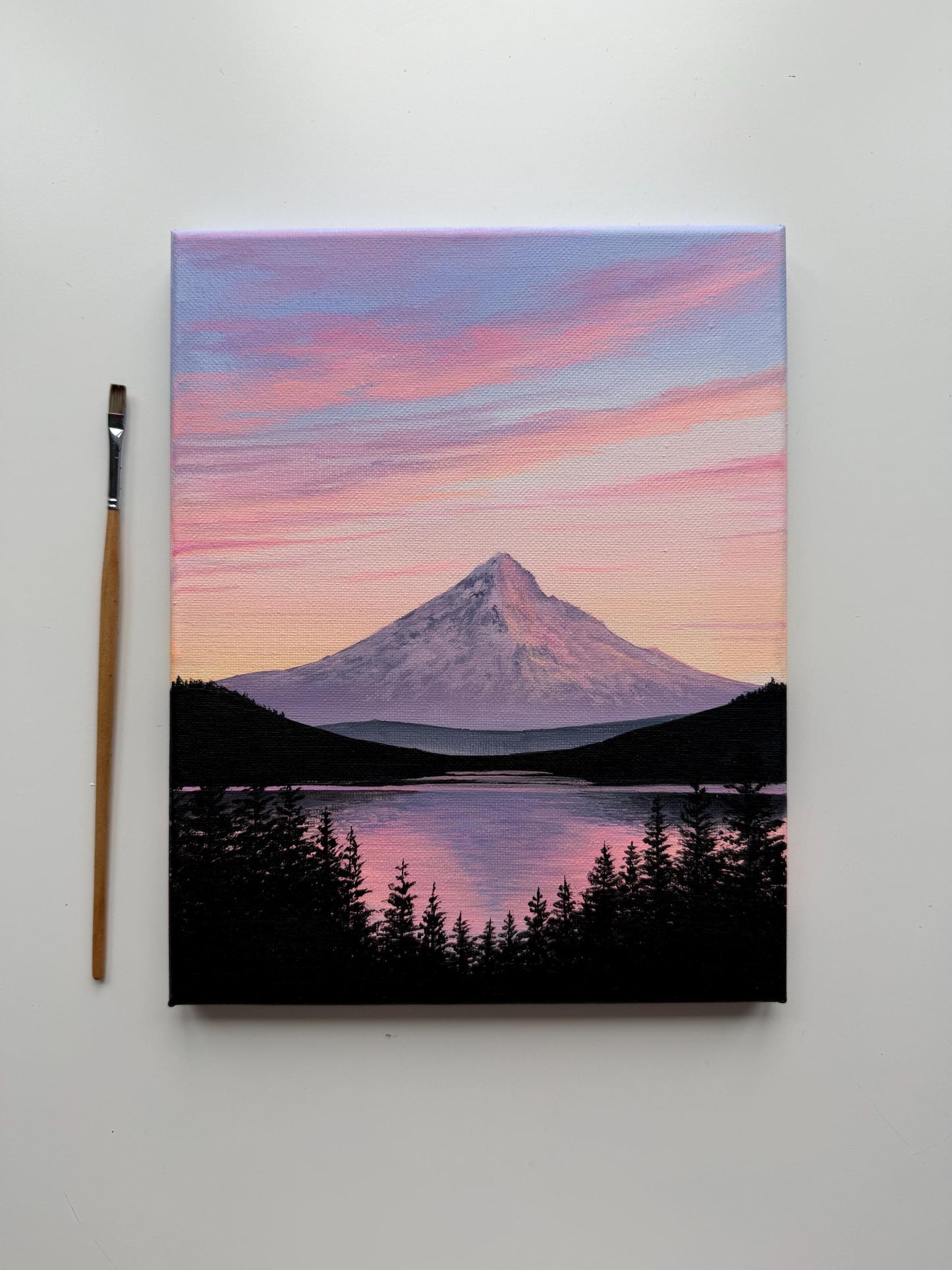Quiet Afterglow | Original Mountain Lake Painting 8x10
