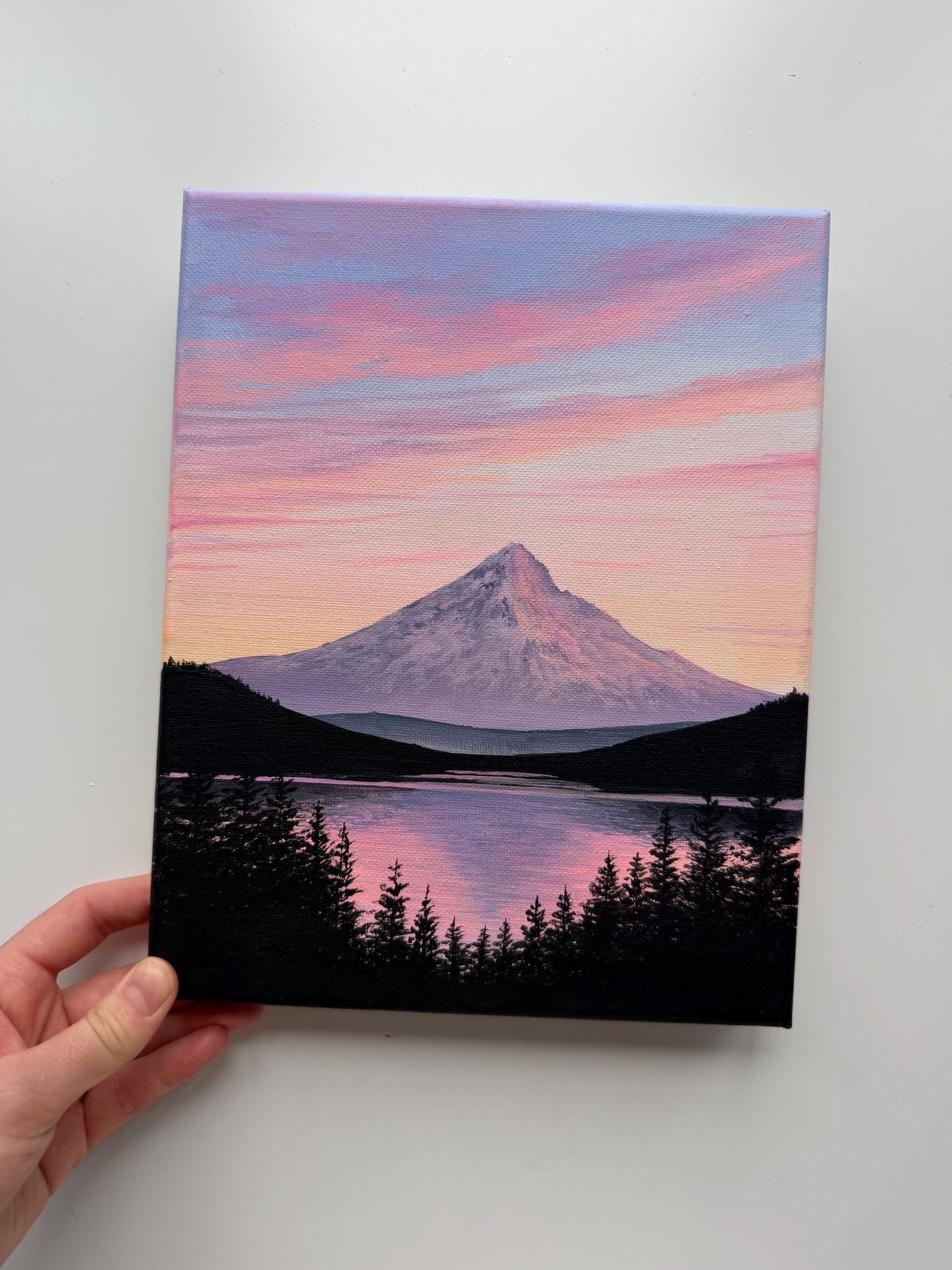 Quiet Afterglow | Original Mountain Lake Painting 8x10