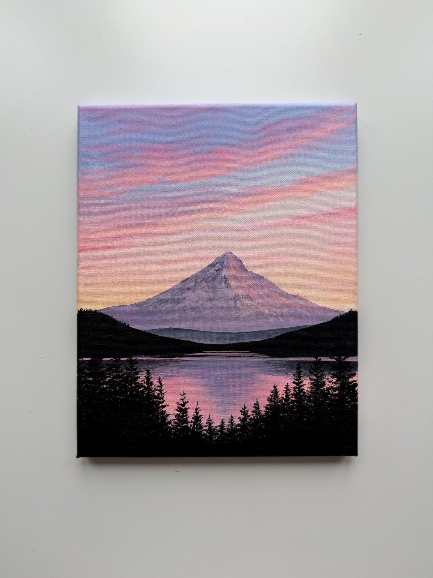 Quiet Afterglow | Original Mountain Lake Painting 8x10
