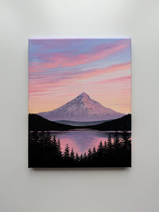 Quiet Afterglow | Original Mountain Lake Painting 8x10