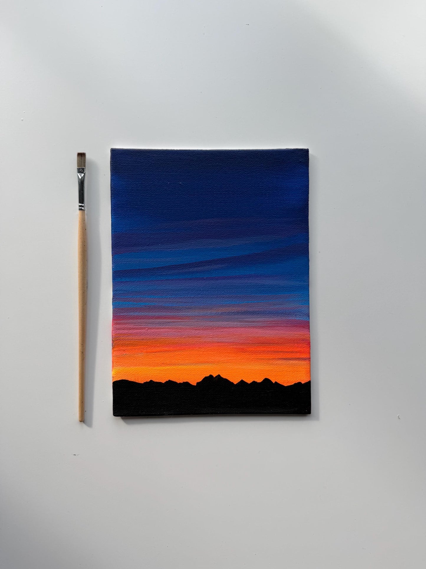 Last Light Ridge | Original Mountain Sunset Painting 6x8
