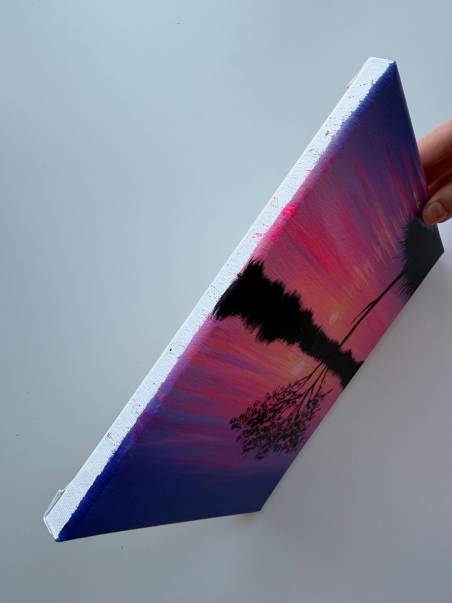 Twilight Reflection | Original Sunset Lake Painting 8x10