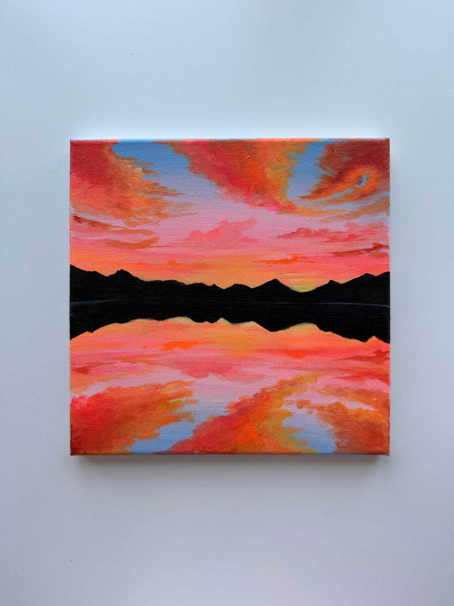 Afterglow Horizon | Original Mountain Sunset Painting 10x10