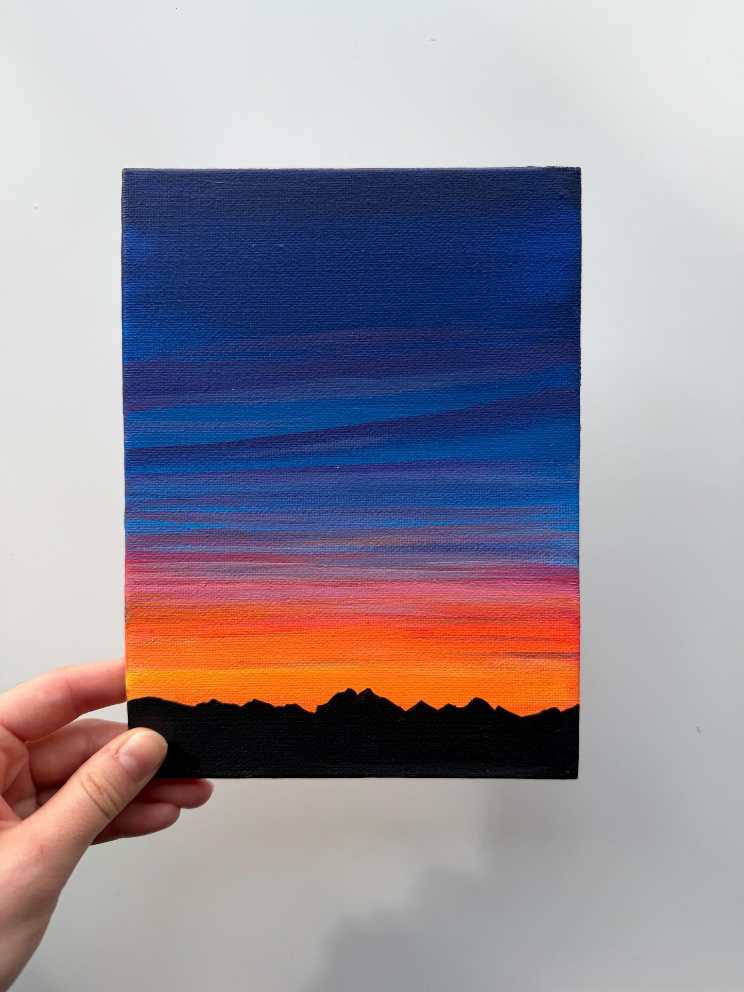 Last Light Ridge | Original Mountain Sunset Painting 6x8